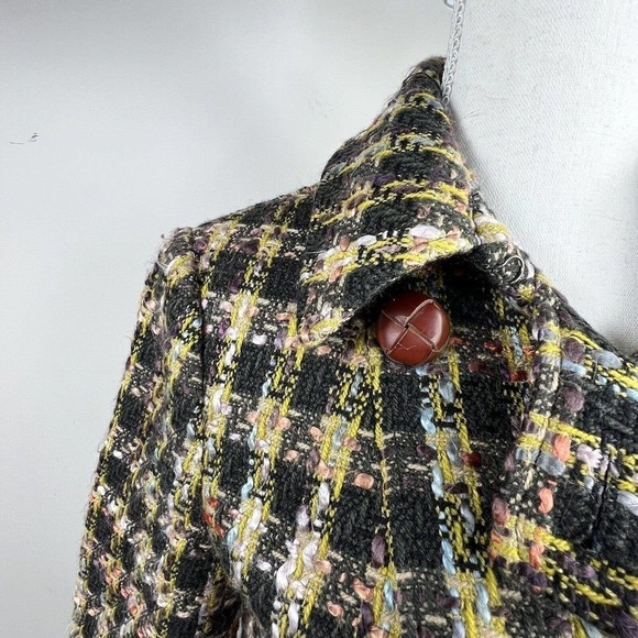 Millard Fillmore Green Houndstooth Tweed Cropped Blazer Jacket Size M - Picture 8 of 16